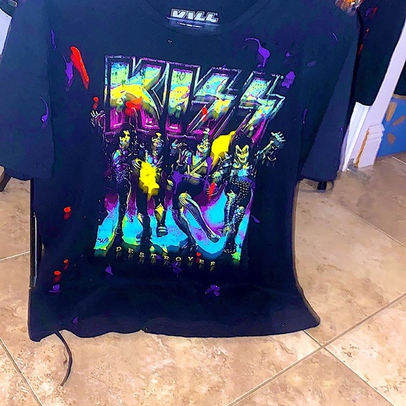 NEW!- Super rare permanent hang tag hence off white styled KISS DESTROYED T RARE - Picture 8 of 13